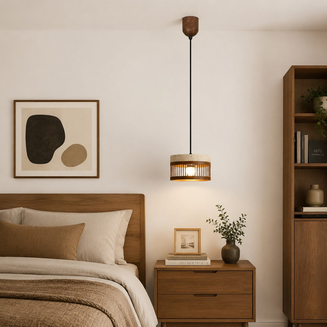 Vintage Travertine Metal Pendant Lamp for Dining Room