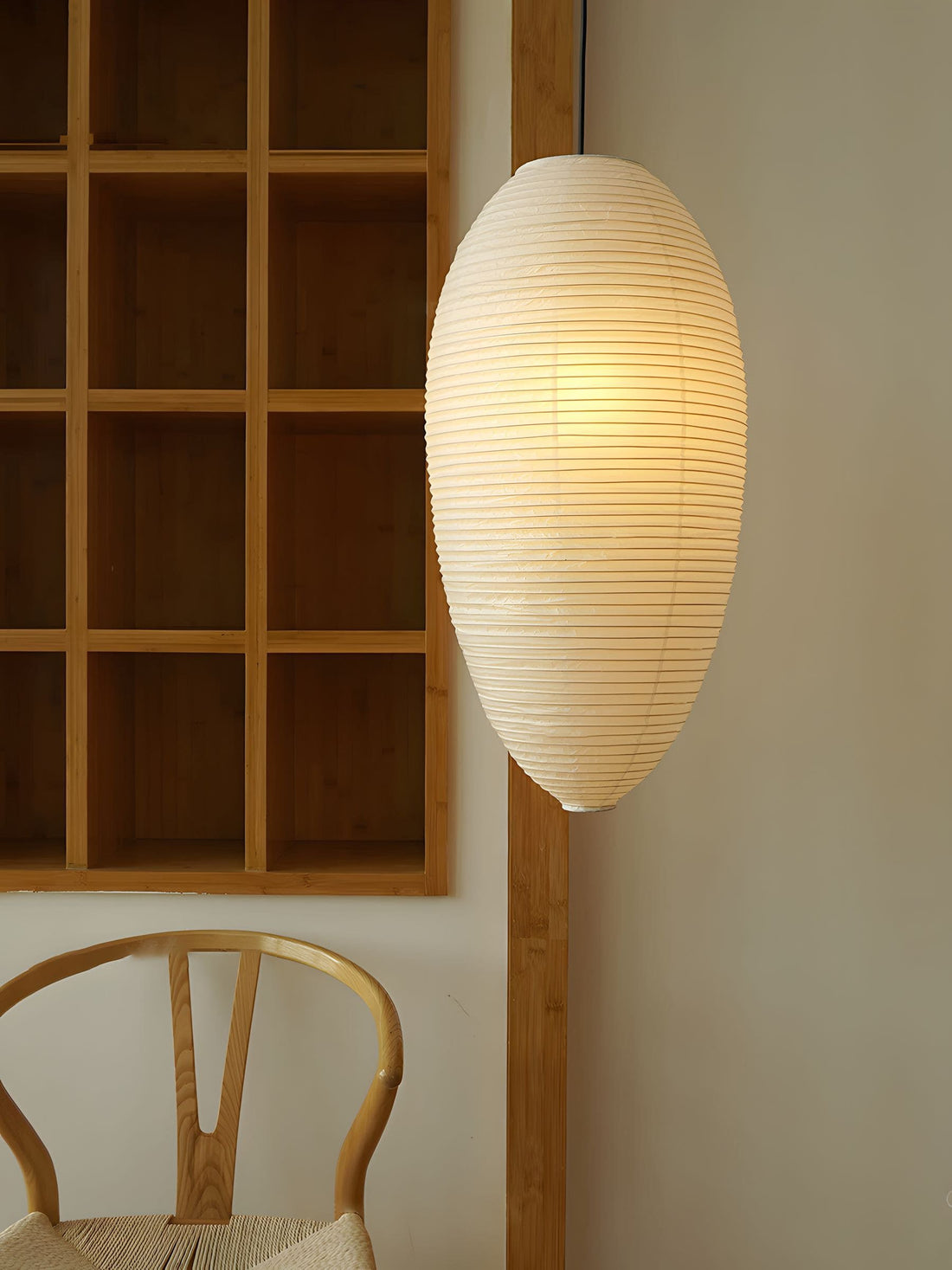 Washi-Papier-Pendelleuchte – Warmes Kastanienlicht für elegante Innenräume