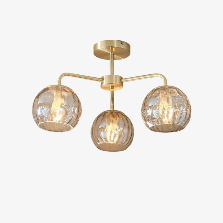 Elegant Brass Finish 3-Light Ceiling Lamp - Globe Semi Flush Light