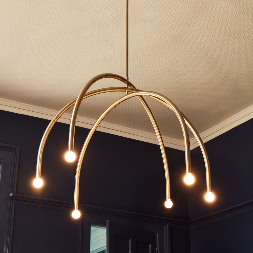 Borvia Rotatable Arm Chandelier - Modern Arc Metal Lamp for Living Room