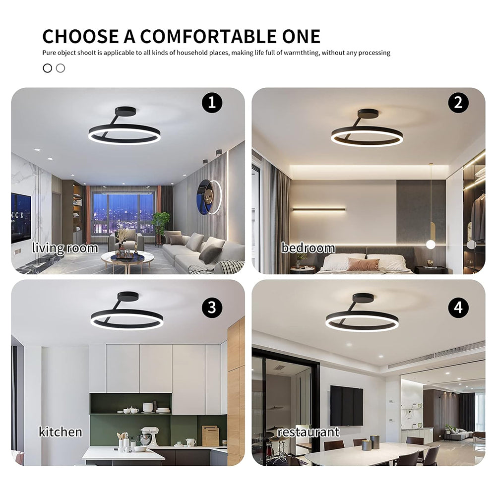 Metal Circle Ceiling Light - Minimalist LED Lamp for Living Room