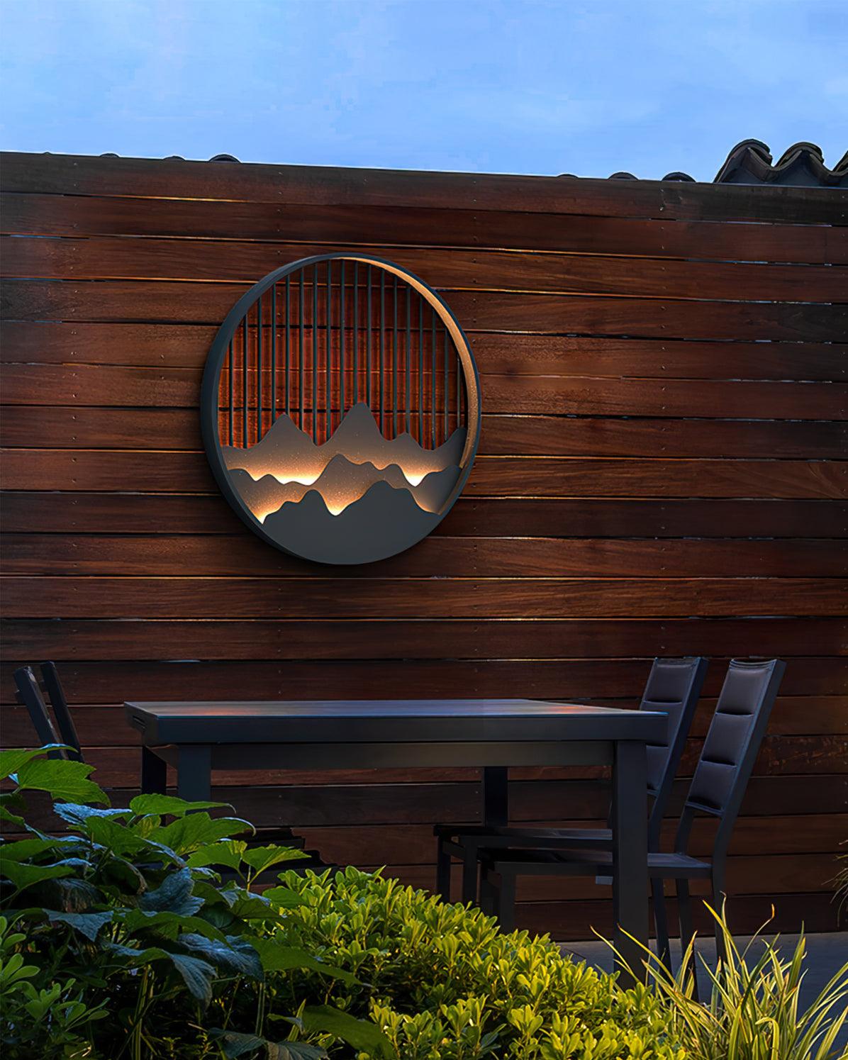 Mountain Outdoor Wall Lamp - Modern Circular Metal Light for Garden