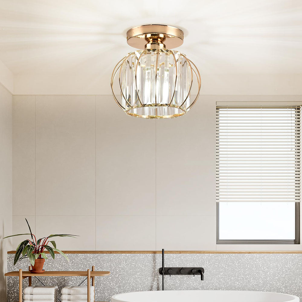 Luxury Crystal Ceiling Light - Striped Metal Ceiling Lamp for Aisle