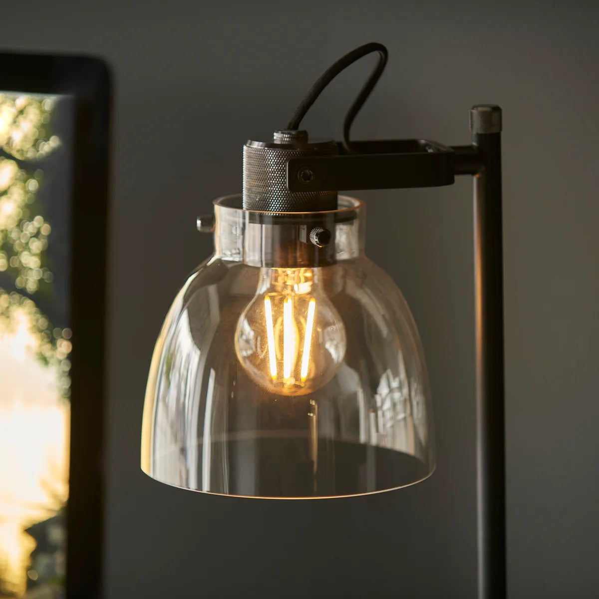 Readium Adjustable Table Lamp - Industrial Metal and Dome Glass for Bedroom and Study