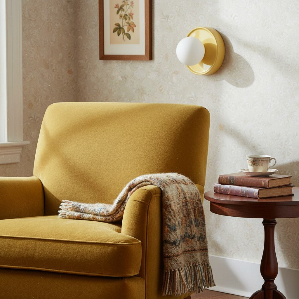 Solna Round Glass Wall Sconce with Ceramic Base—Minimalist Lighting for Bedroom or Hallway
