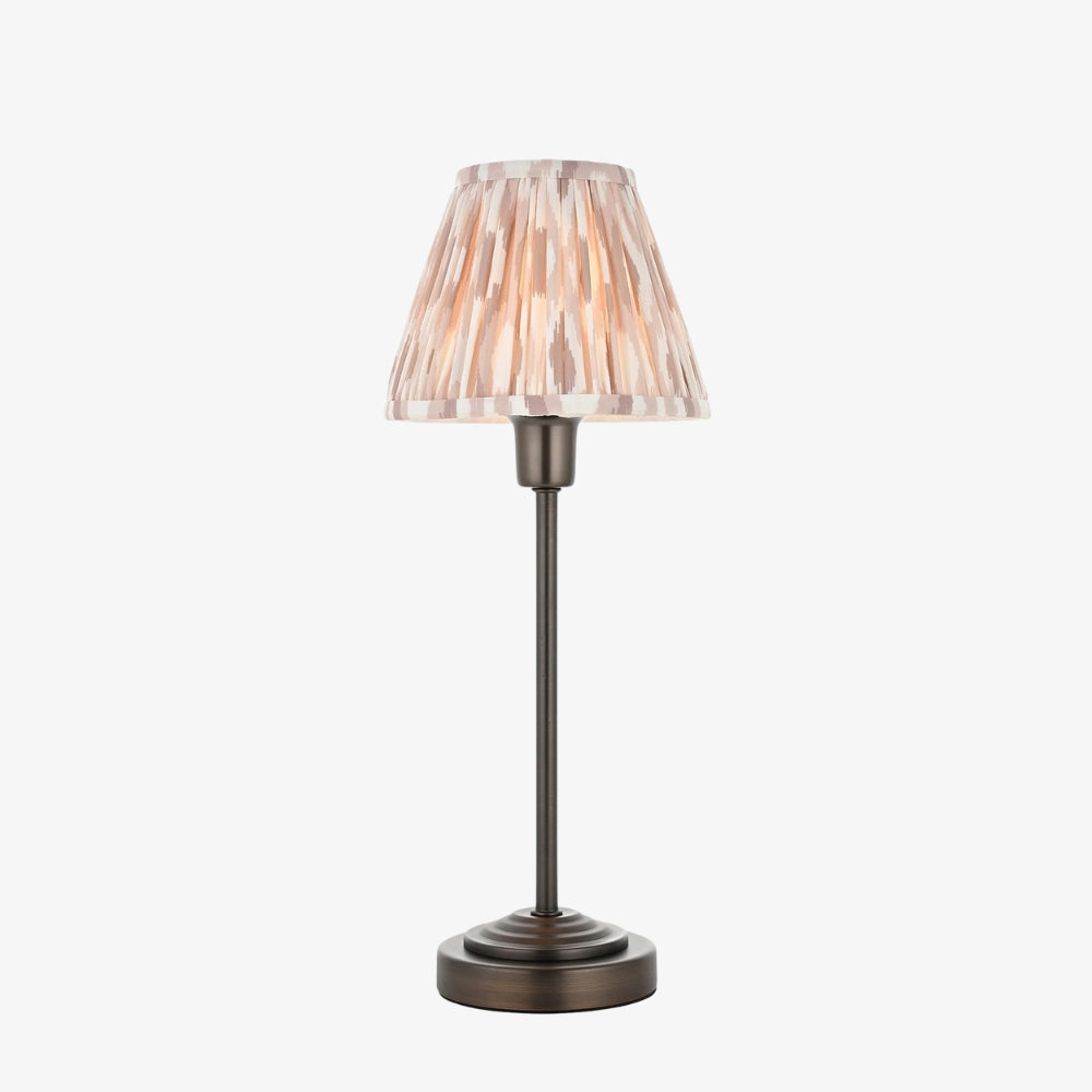 Bronzuno Patterned Fabric Table Lamp - Brass or Bronze Finish Modern-Bohemian Bedside & Living Space Light