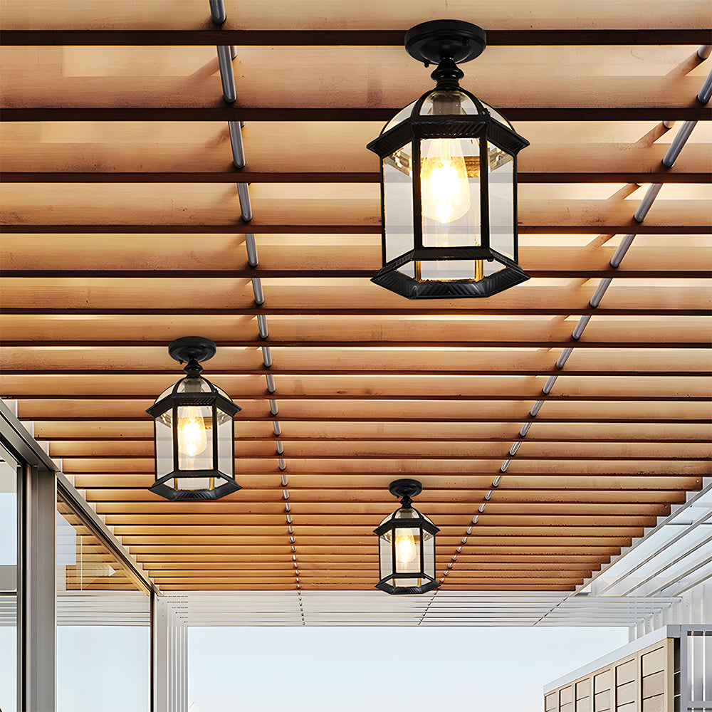 Weatherproof Ceiling Light - IP65 Vintage Black Outdoor Fixture