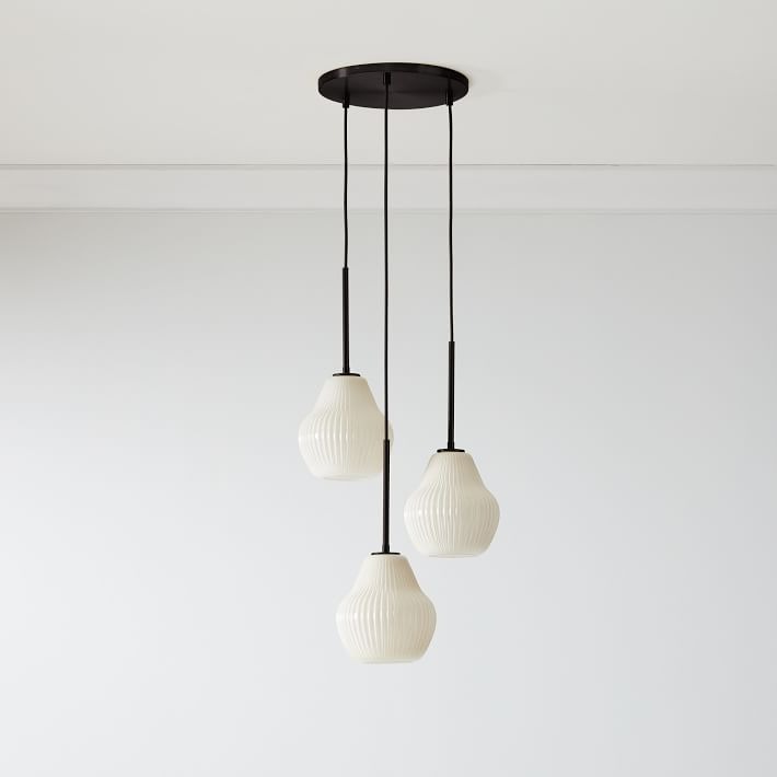 Rivrona Ribbed Glass 3-Light Chandelier - Sculptural Modern Lighting for Home