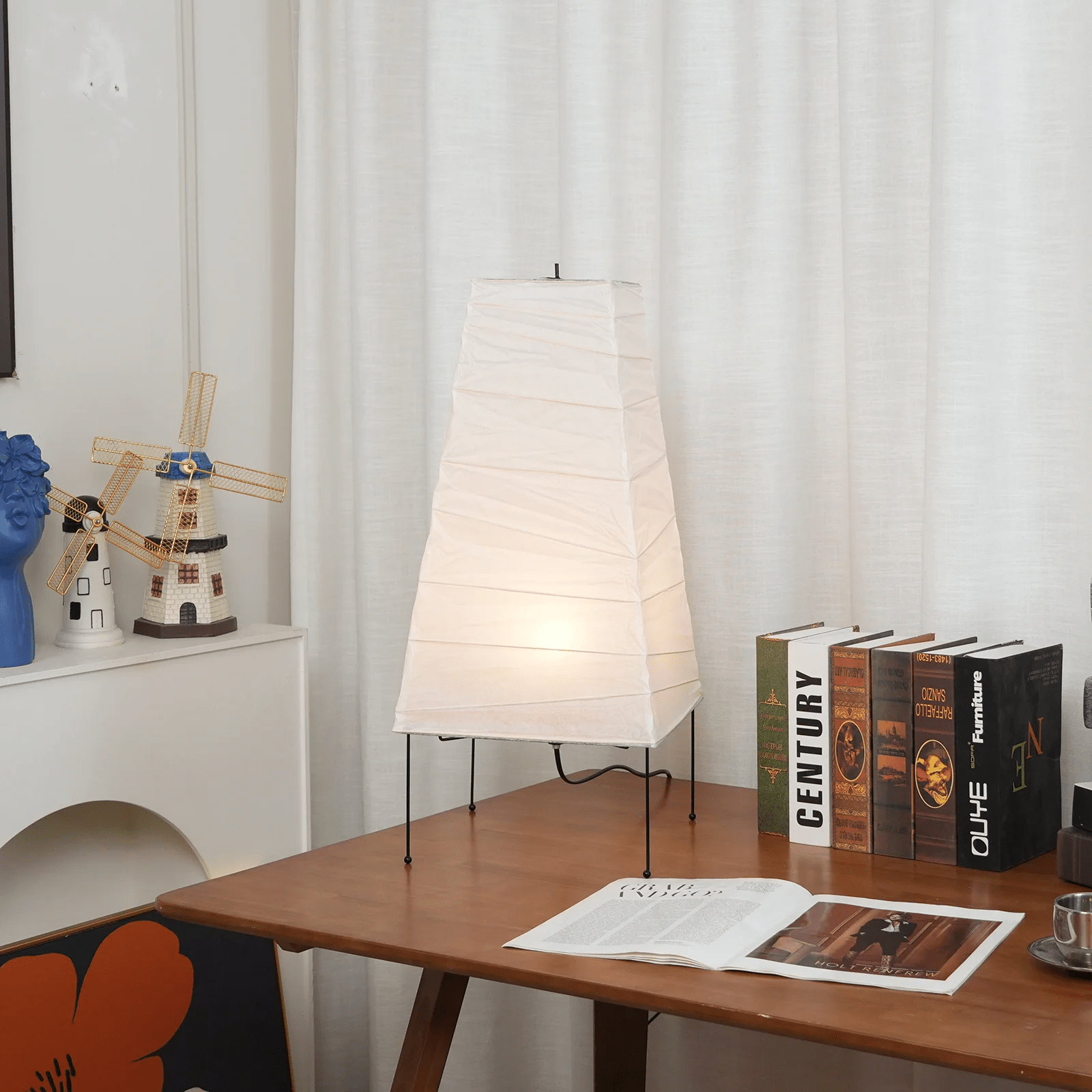 Tischlampe aus Washi-Papier – Elegantes Licht mit Bambusrahmen für das Wohnzimmer