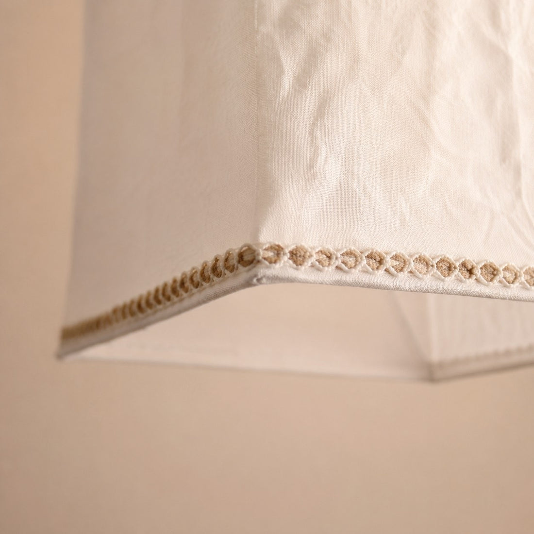 Close view of the decorative lower shade trim