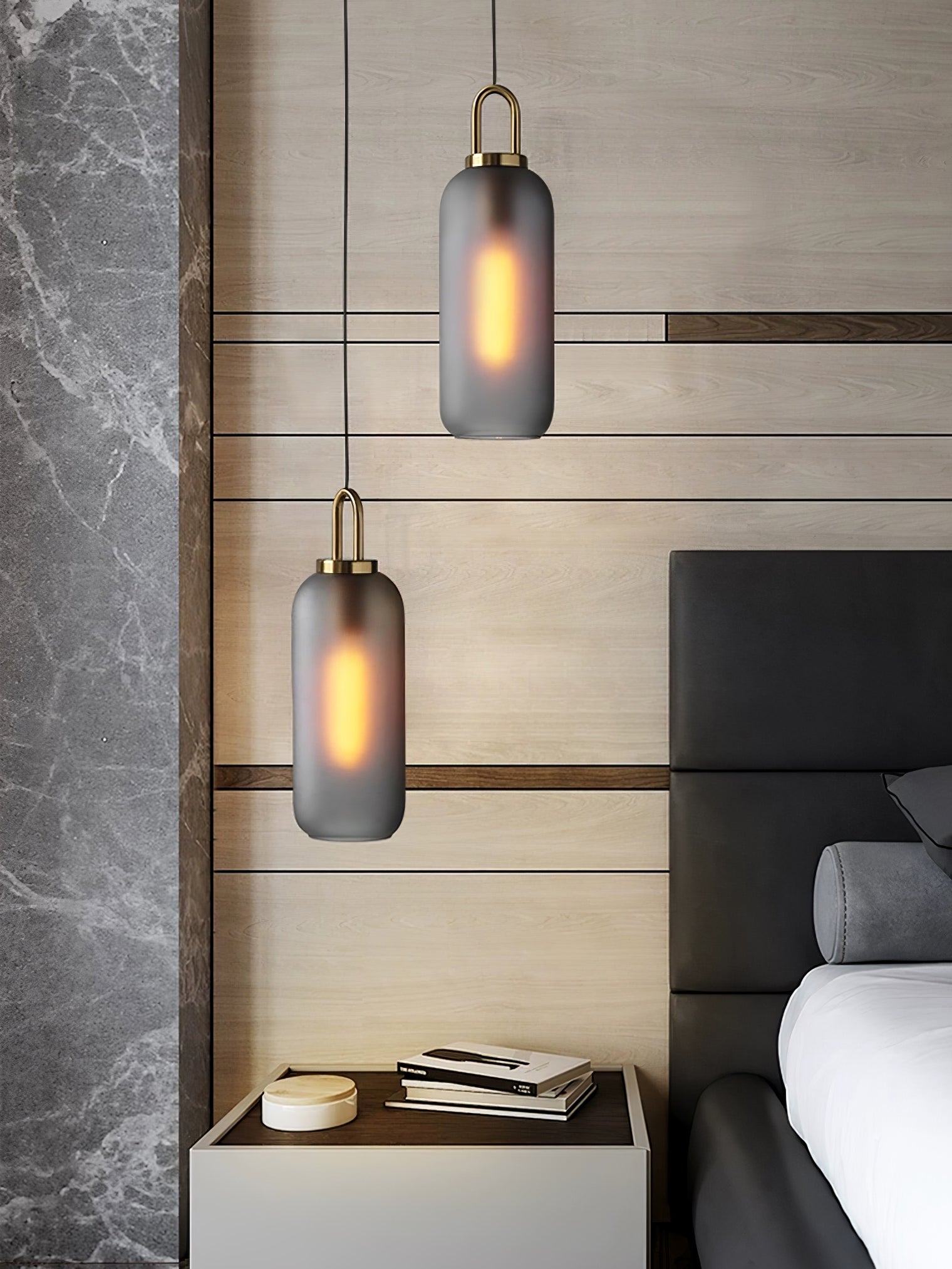 Kupferbeschichtete Glas-Plug-in-Hängeleuchte mit Kabel