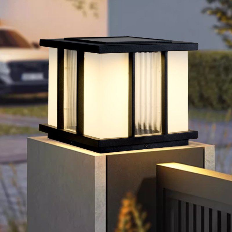 Solar Cube Outdoor Light - Modern Frosted Glass Pathway Lighting