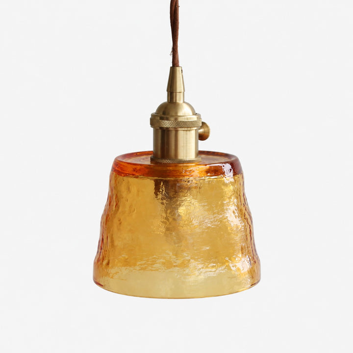 Amber hammered glass pendant light