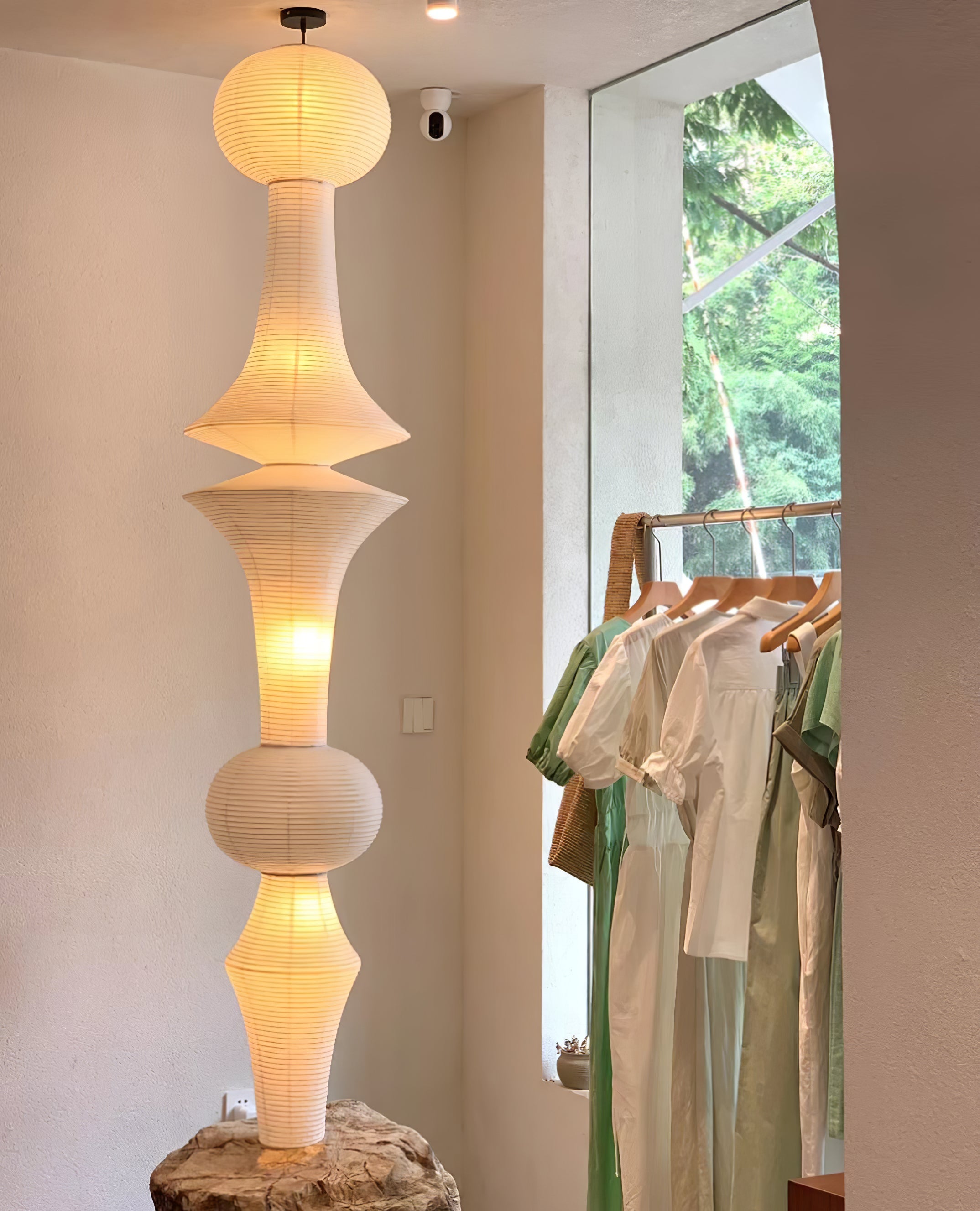 Washi Paper Pendant Light - Japanese Handcrafted Lamp for Living Room