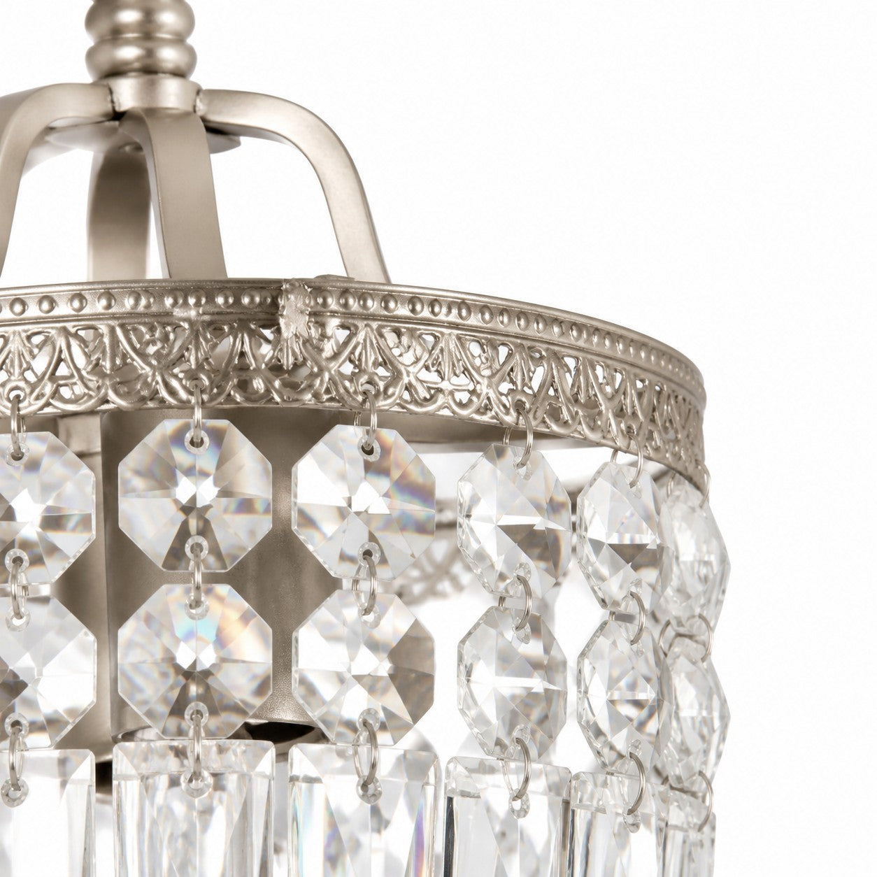 Faceted Crystal Cylinder Pendant Light