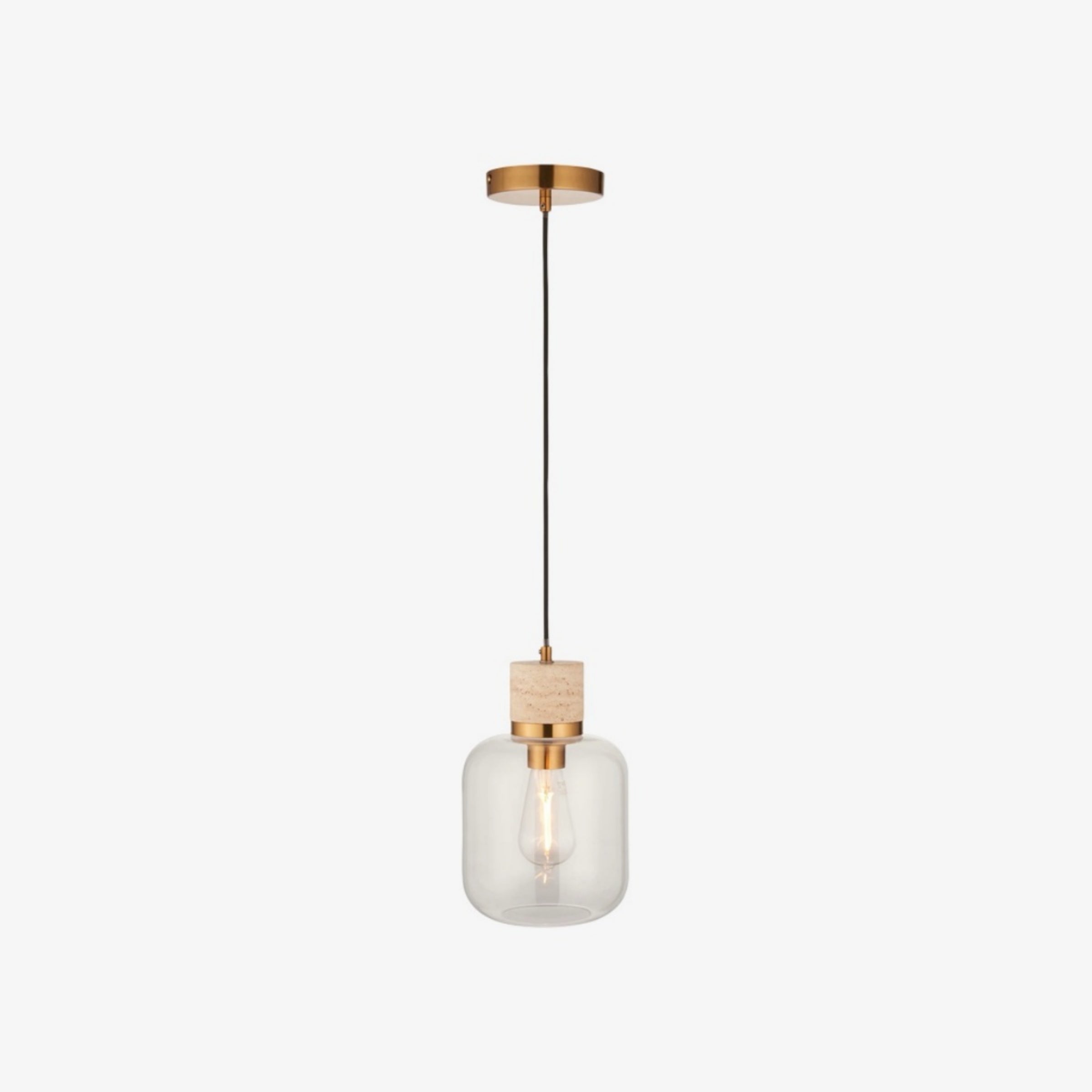 Korlisse Natural Stone and Glass Pendant Light – Stylish Lamp for Lounge or Living Room