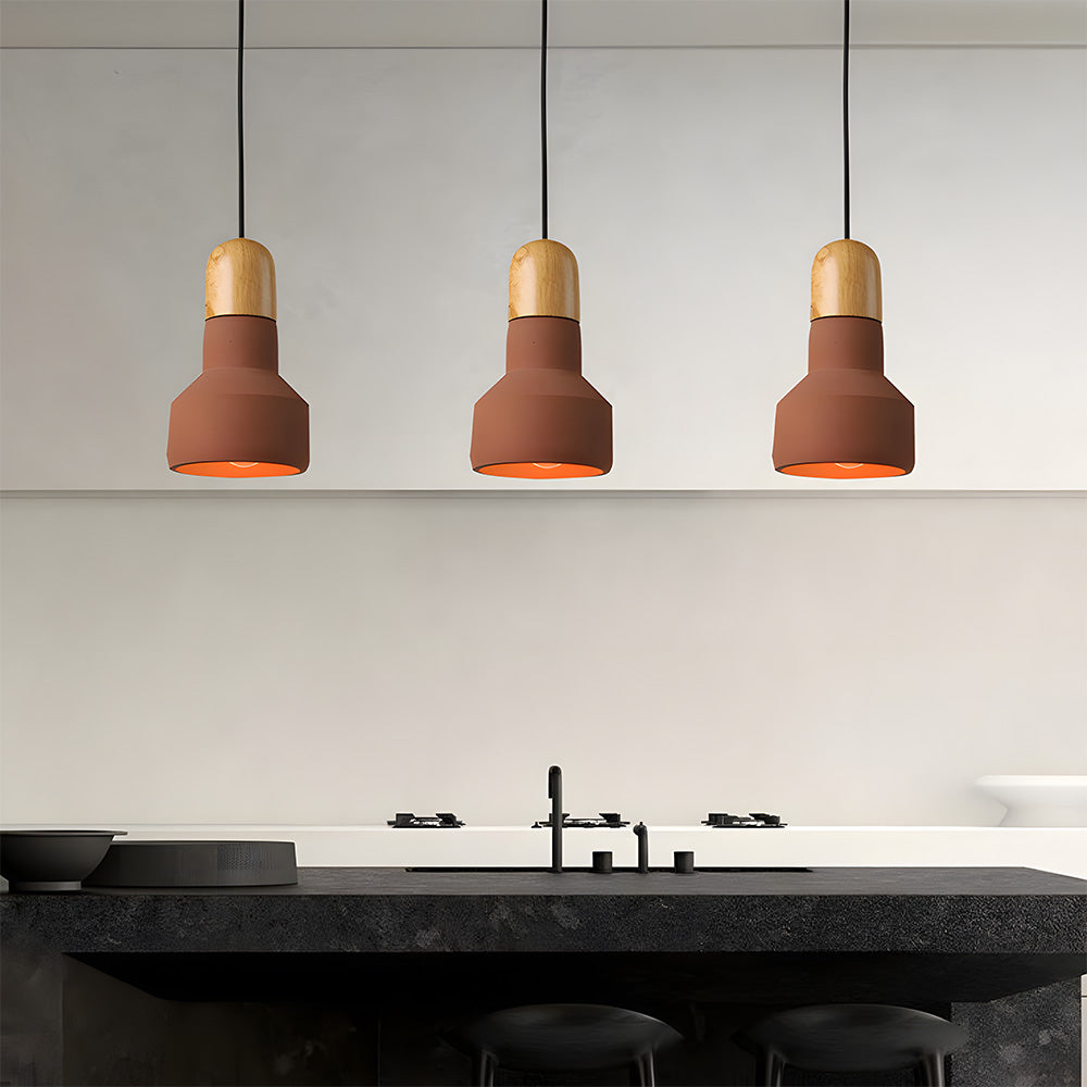 Colorful Minimalist Pendant Light - Cement Fixture for Living Room
