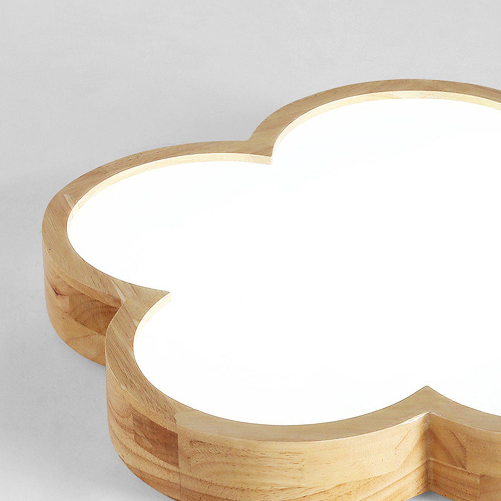 Natural Wood Ceiling Light - Wabi-Sabi Flowers LED Bedroom Fixture