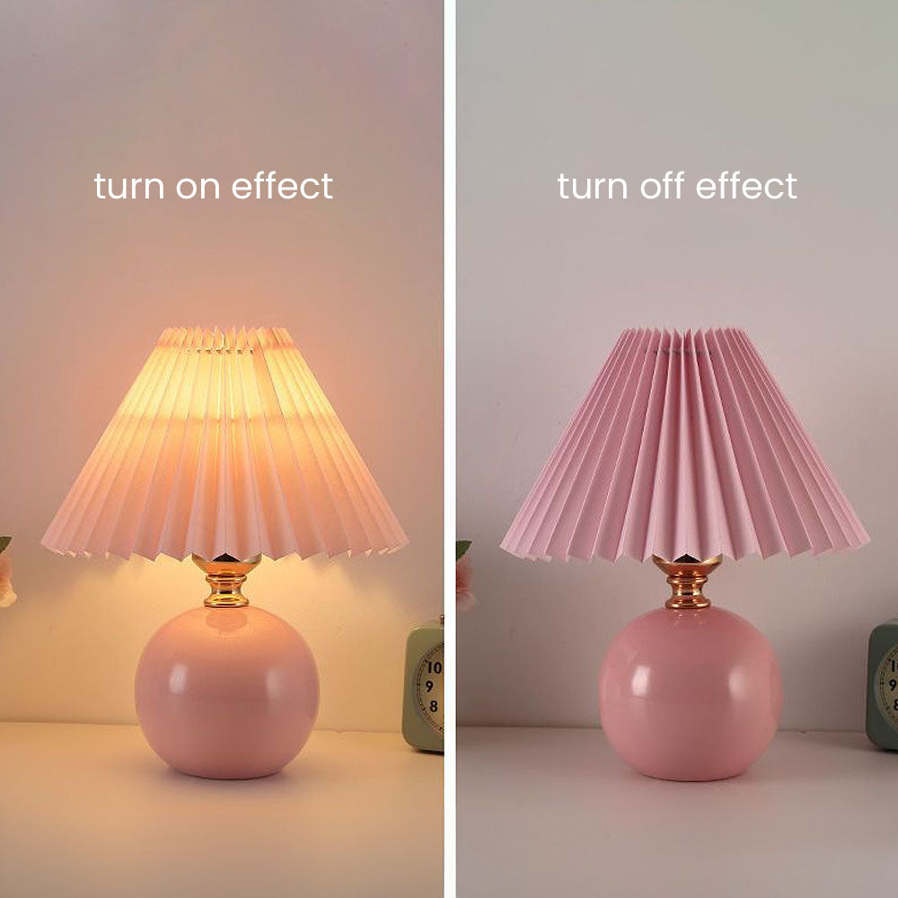 Modern Ceramic Table Light - Mini Fabric Pleated Lamp for Bedroom