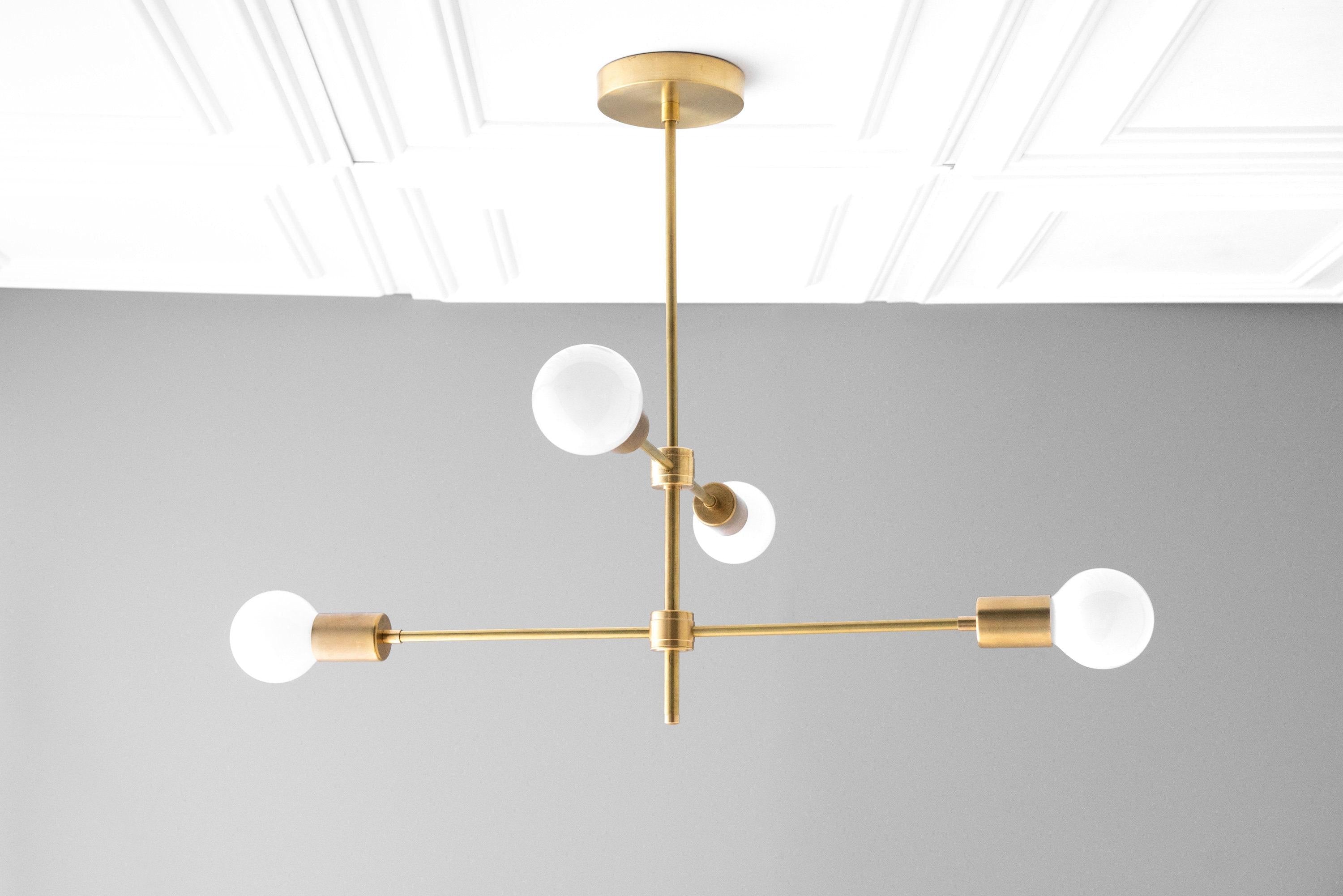 Mobilux Line Black and Brass Chandelier - Contemporary Globe Ceiling Hanging Light