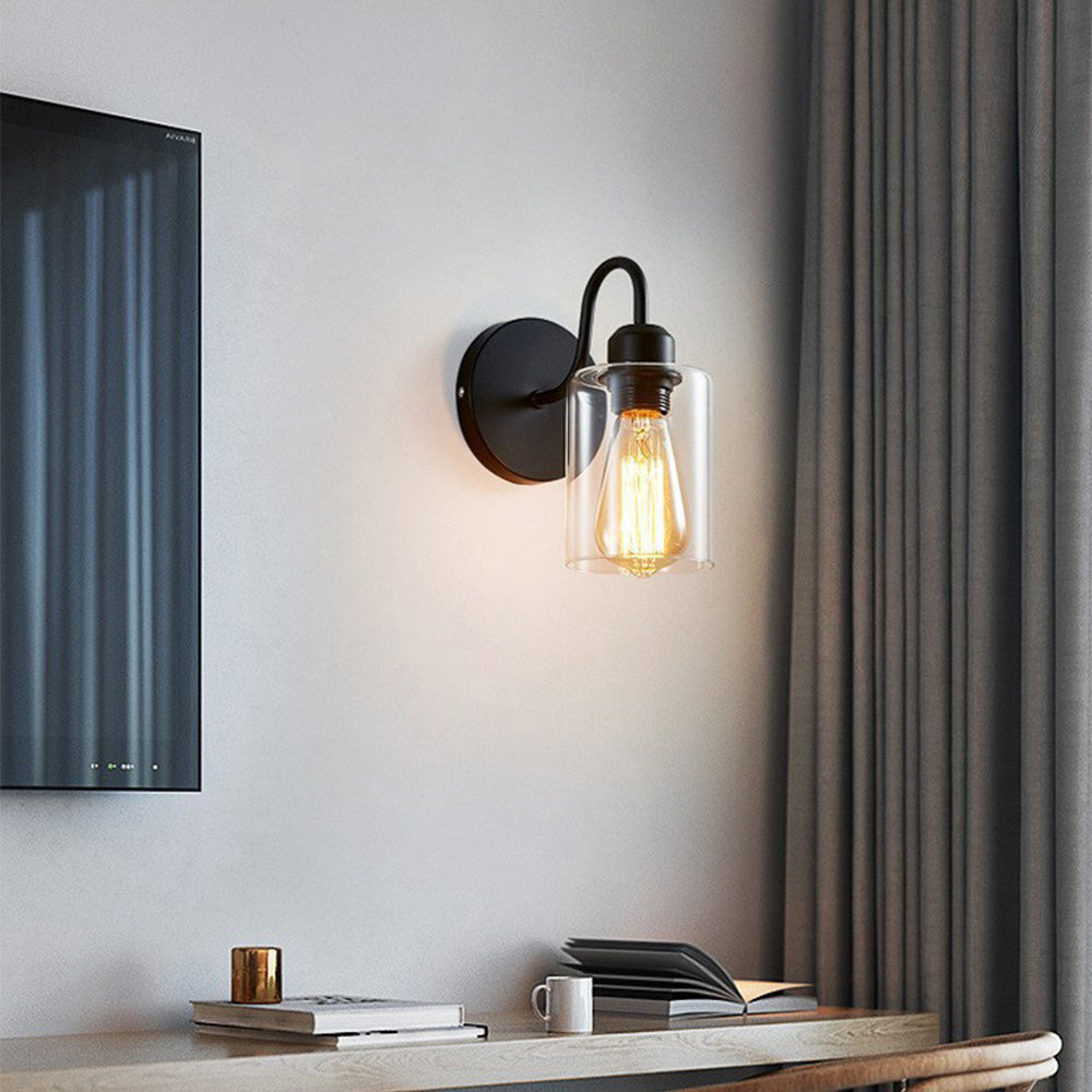 Black Iron Wall Light - Modern Living Room Sconce Industrial Chic