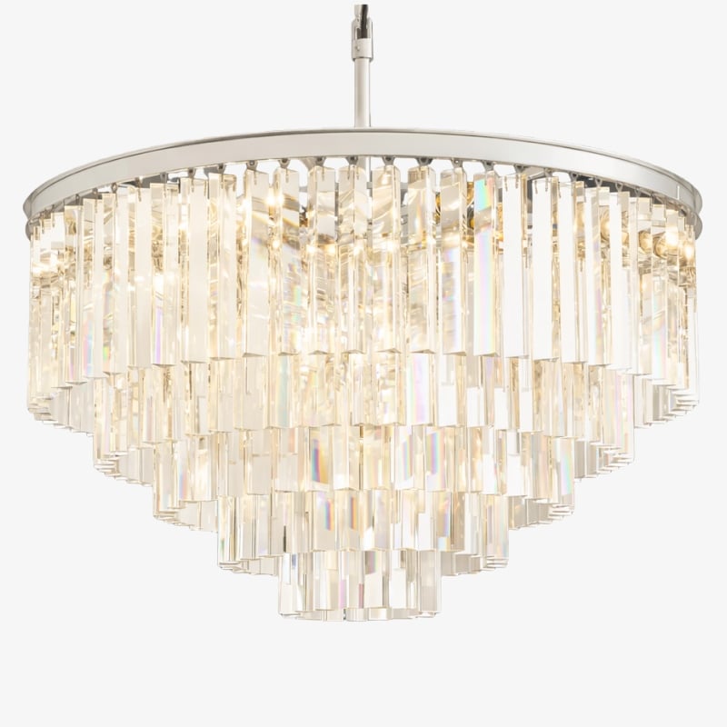 Aurevon Crystal Prism Metal Frame Modern Ceiling Chandelier for Home and Hotel