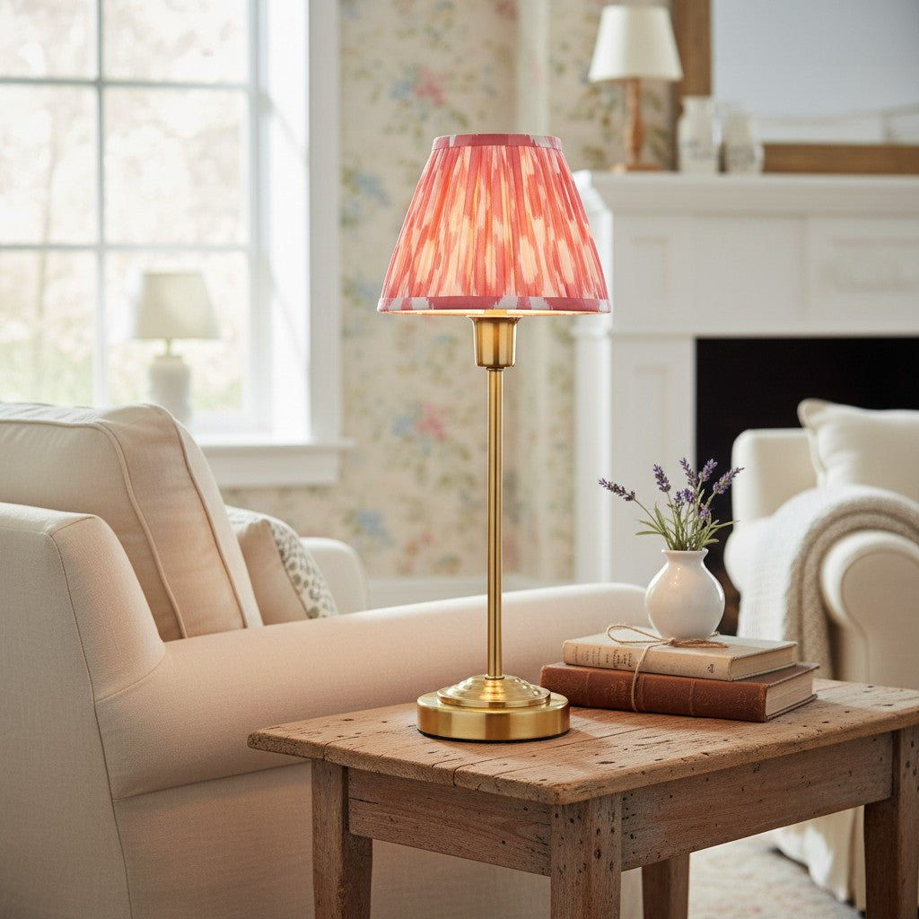Bronzuno Patterned Fabric Table Lamp - Brass or Bronze Finish Modern-Bohemian Bedside & Living Space Light