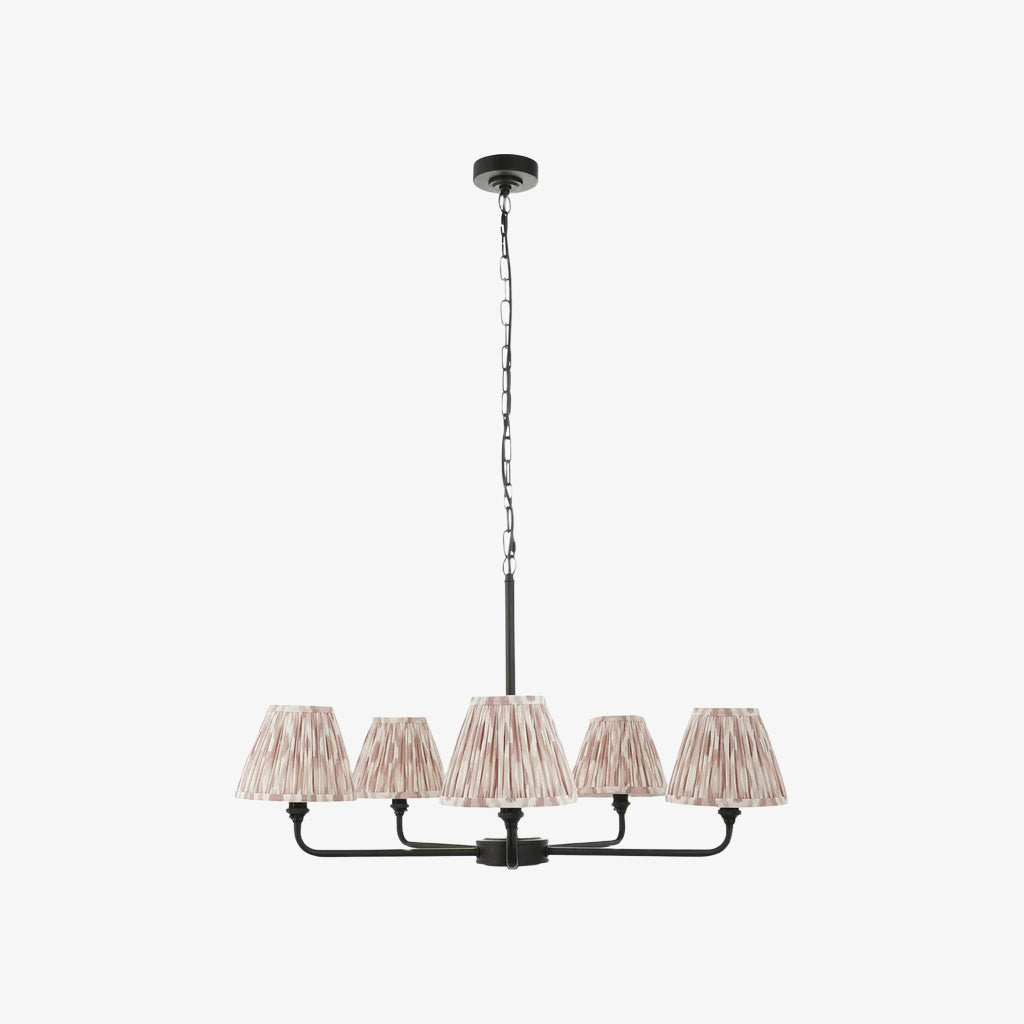 Zevatik Classic Ikat Patterned Fabric Chandelier - Metal Bracket Chandelier
