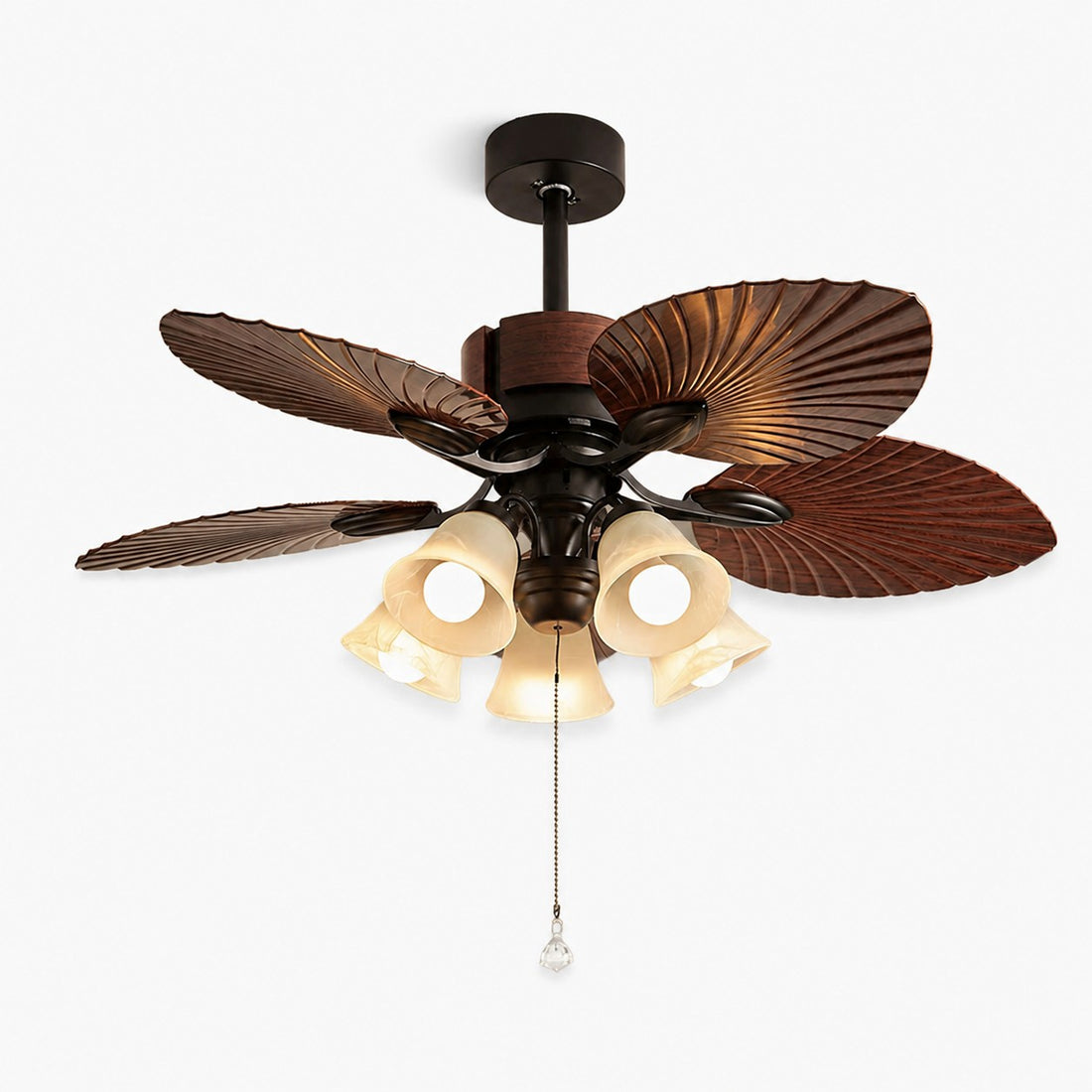 Deckenventilator mit Licht und tropischem Blattdekor