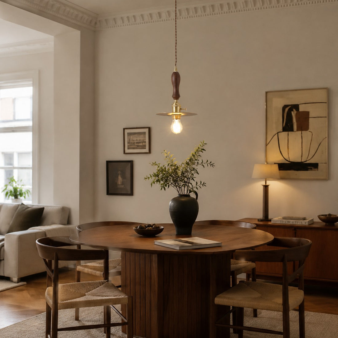Vintage leather pendant light