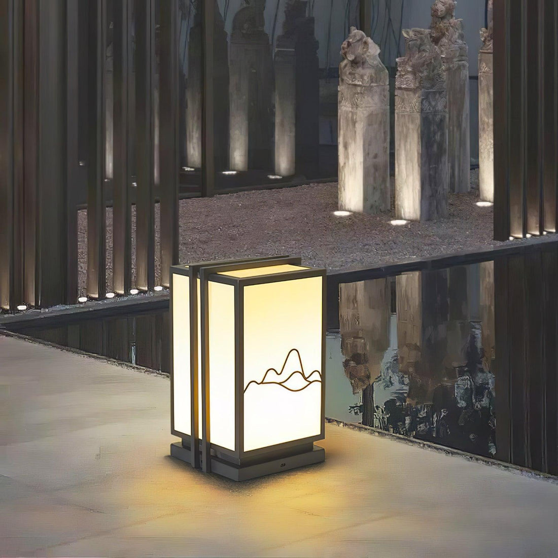 Mountain Outdoor Post Light - Stainless Steel Acrylic Minimalist Lamp