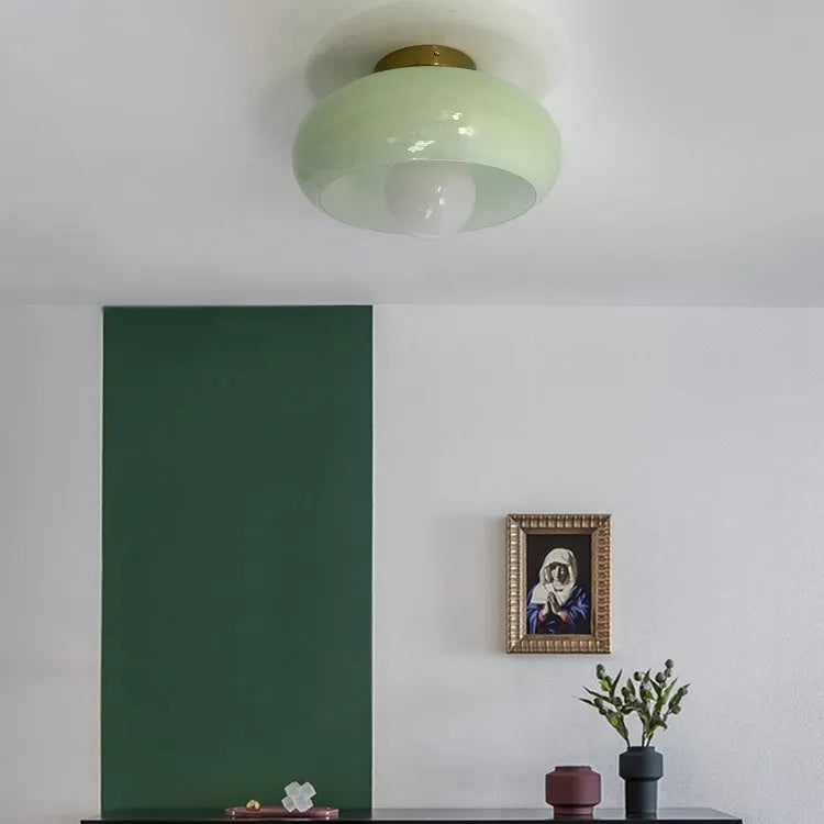 Retro Glass Ceiling Light - Round Fixture for Living Room