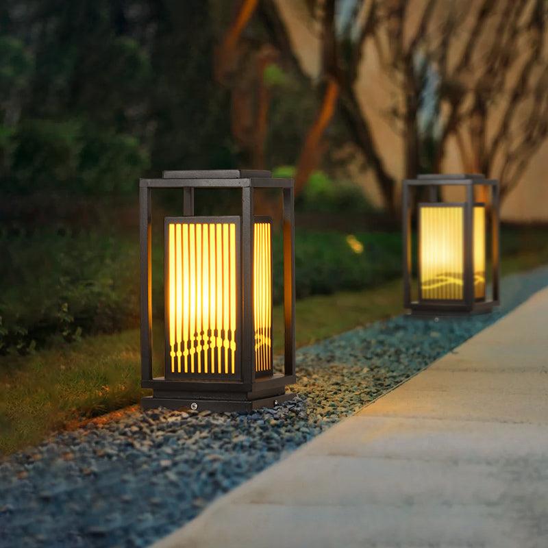 Quadratische Käfig-Gartenleuchte – Metall-Retro-Klassiker-Dekorlampe für den Außenbereich