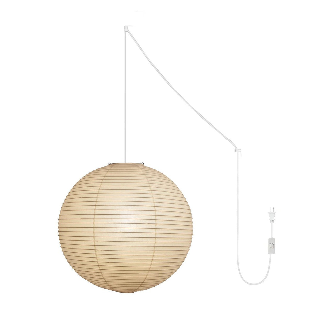Runde Swag-Lampe aus der Mitte des Jahrhunderts – handgefertigte Papierlampe fürs Schlafzimmer