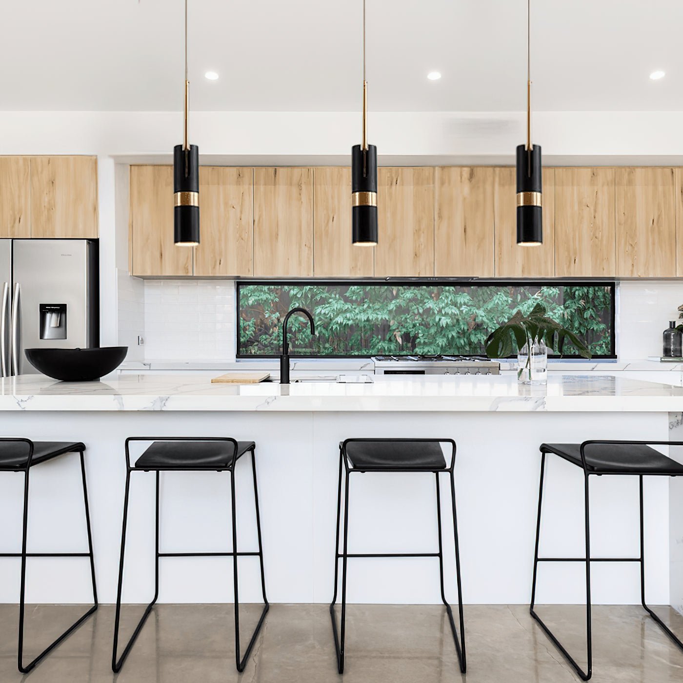 Black And Gold Metal Hardwired Pendant Light