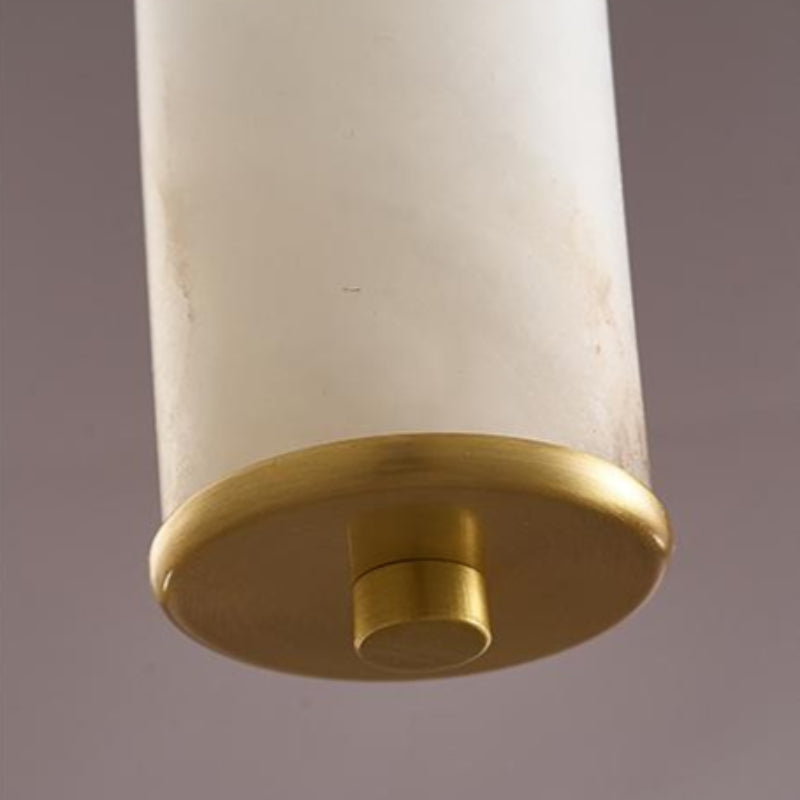 Neue Pendelleuchte aus Alabaster im chinesischen Stil mit langen Streifen, weiß