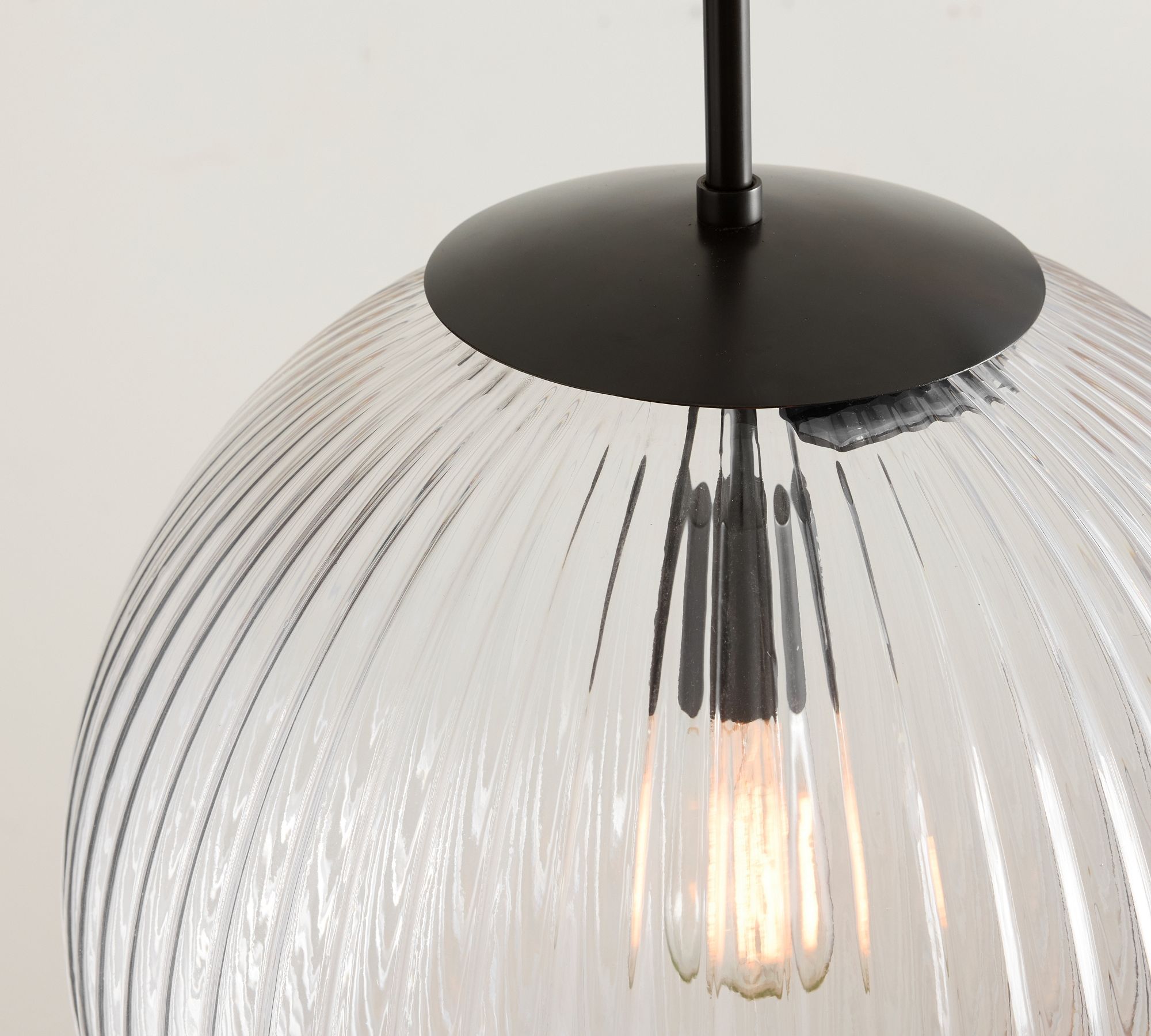 Bravira Ribbed Glass Pendant Light - Elegant Kitchen Island Lamp