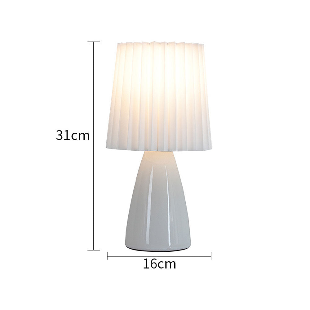 Modern Mini Table Lamp - Simple Fabric Shade with Metal Base