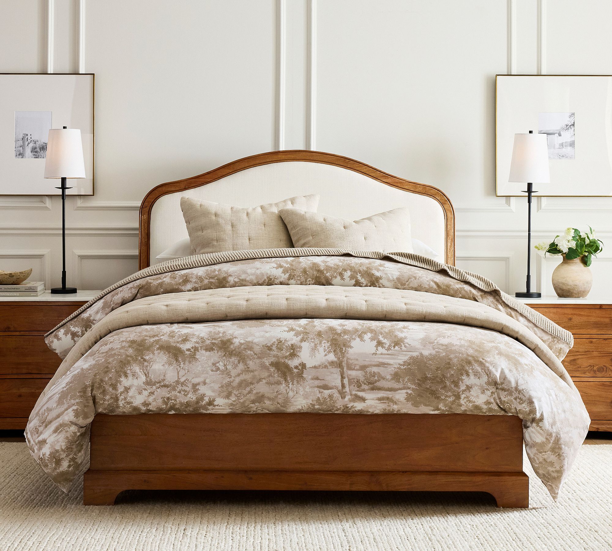 Rowan Modern Iron Table Lamp - Industrial Farmhouse Linen Bedside Reading Light