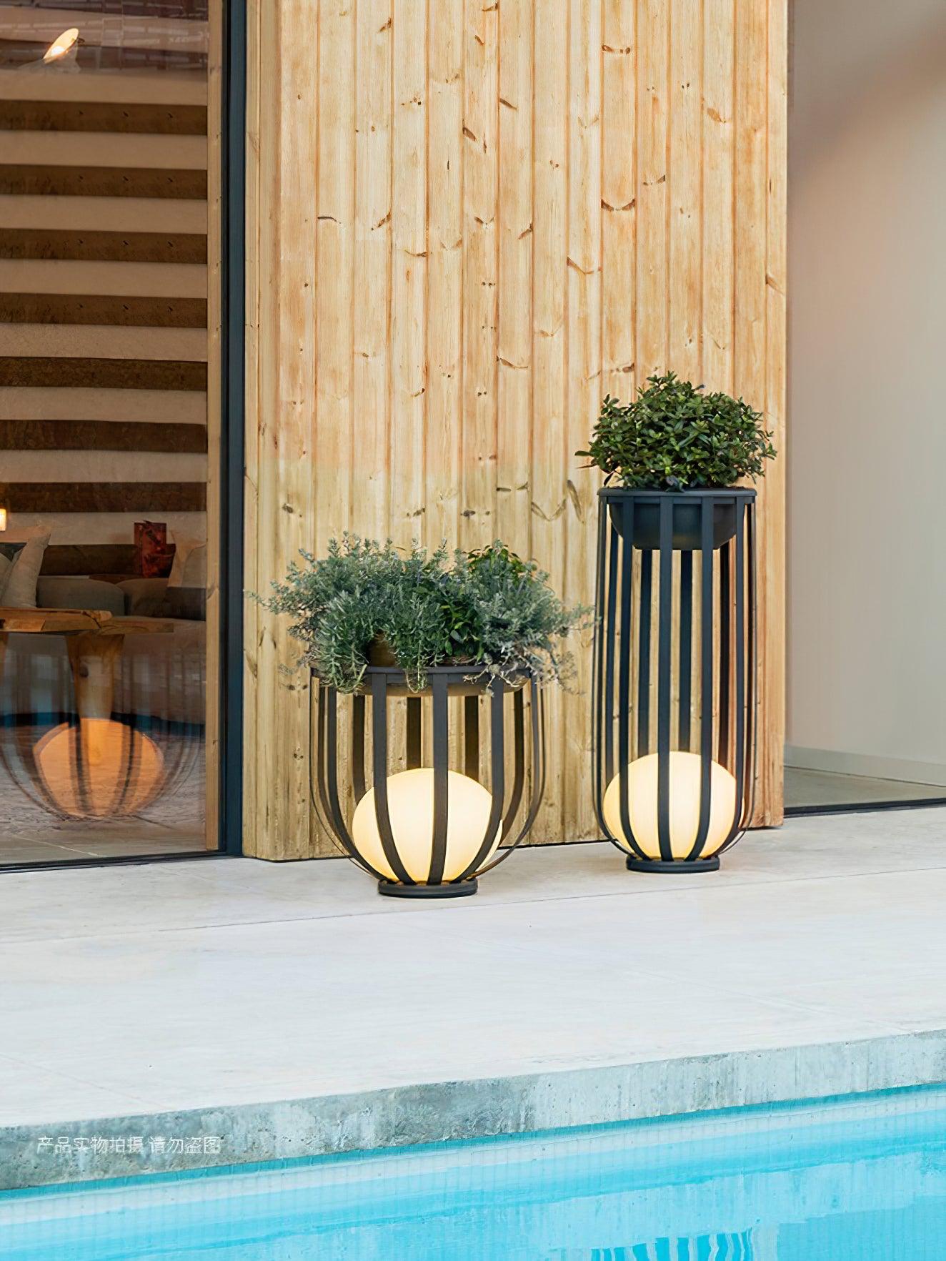 Garten-Außenstehlampe - Dimmbares LED-Licht mit Tablett und Blumentopf