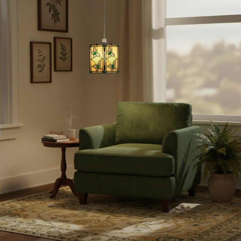 TF Butterfly Pendant Lamp — Artistic Stained Glass Pendant Light for Living Room or Bedroom