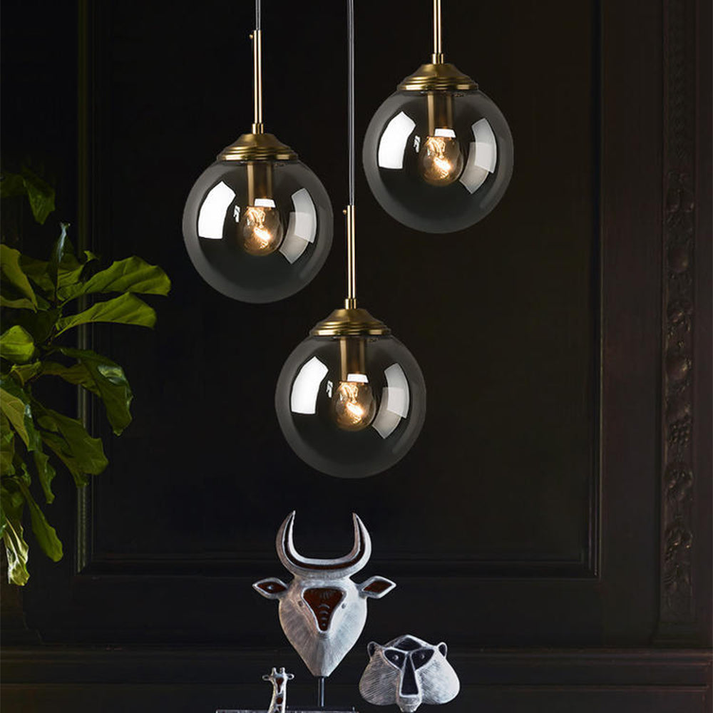 Glass Orb Pendant Light -  Industrial Ball Metal Lamp For Living Room