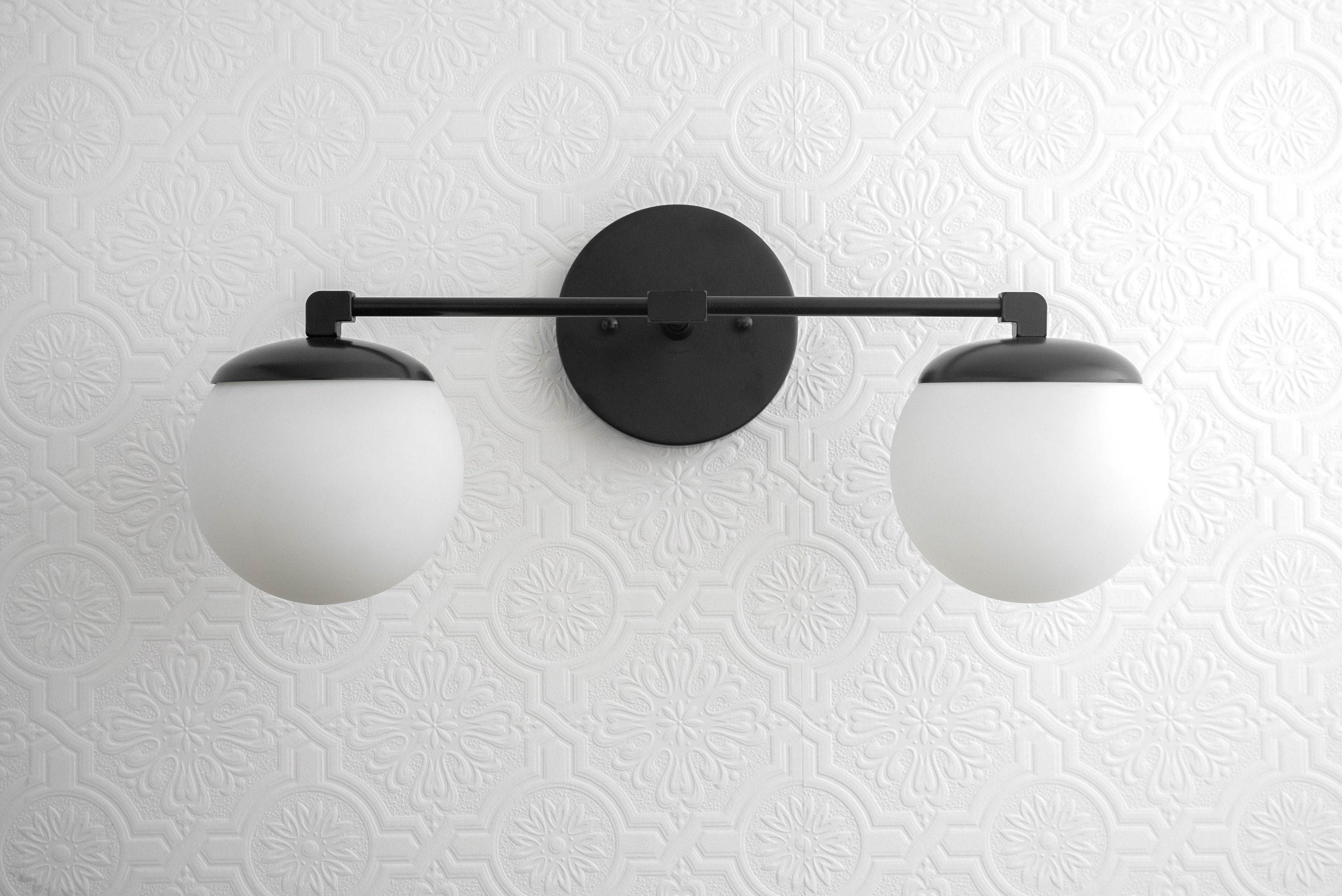 Glorica Glass Vanity Light - Art Deco Brass Wall Globe Fixture Modern