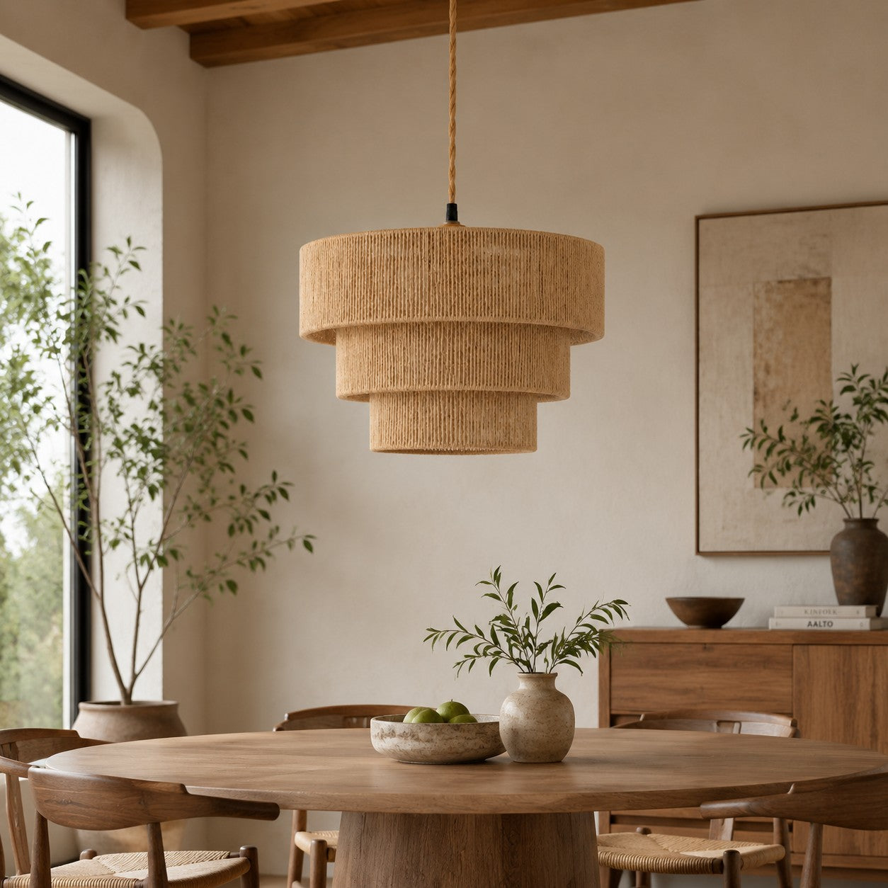 Handwoven Wabi Sabi Tiered Pendant Lamp