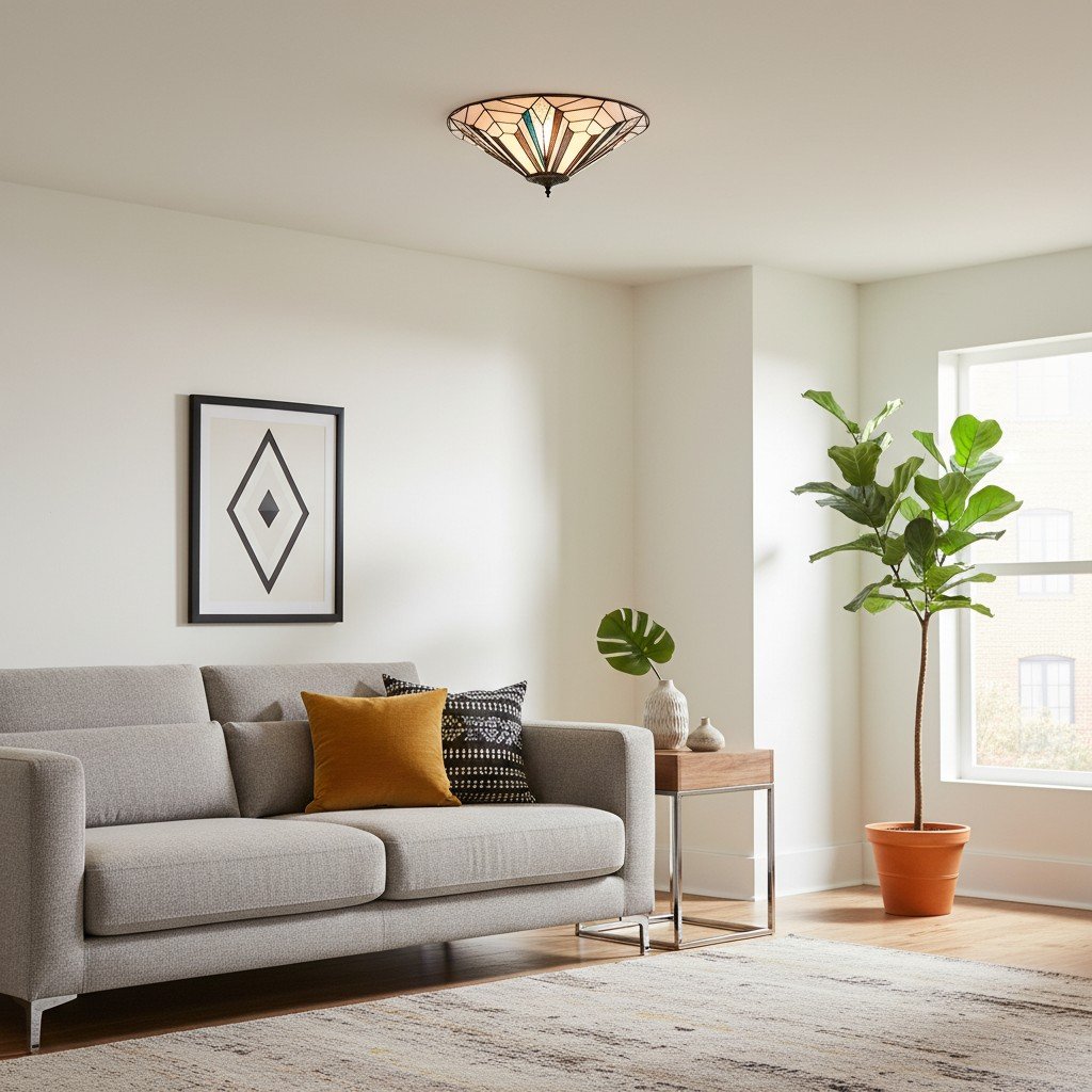TF Astoria Modern Deco Flush Mount Ceiling Light with Textured Glass – Elegant Home Lighting Fixture