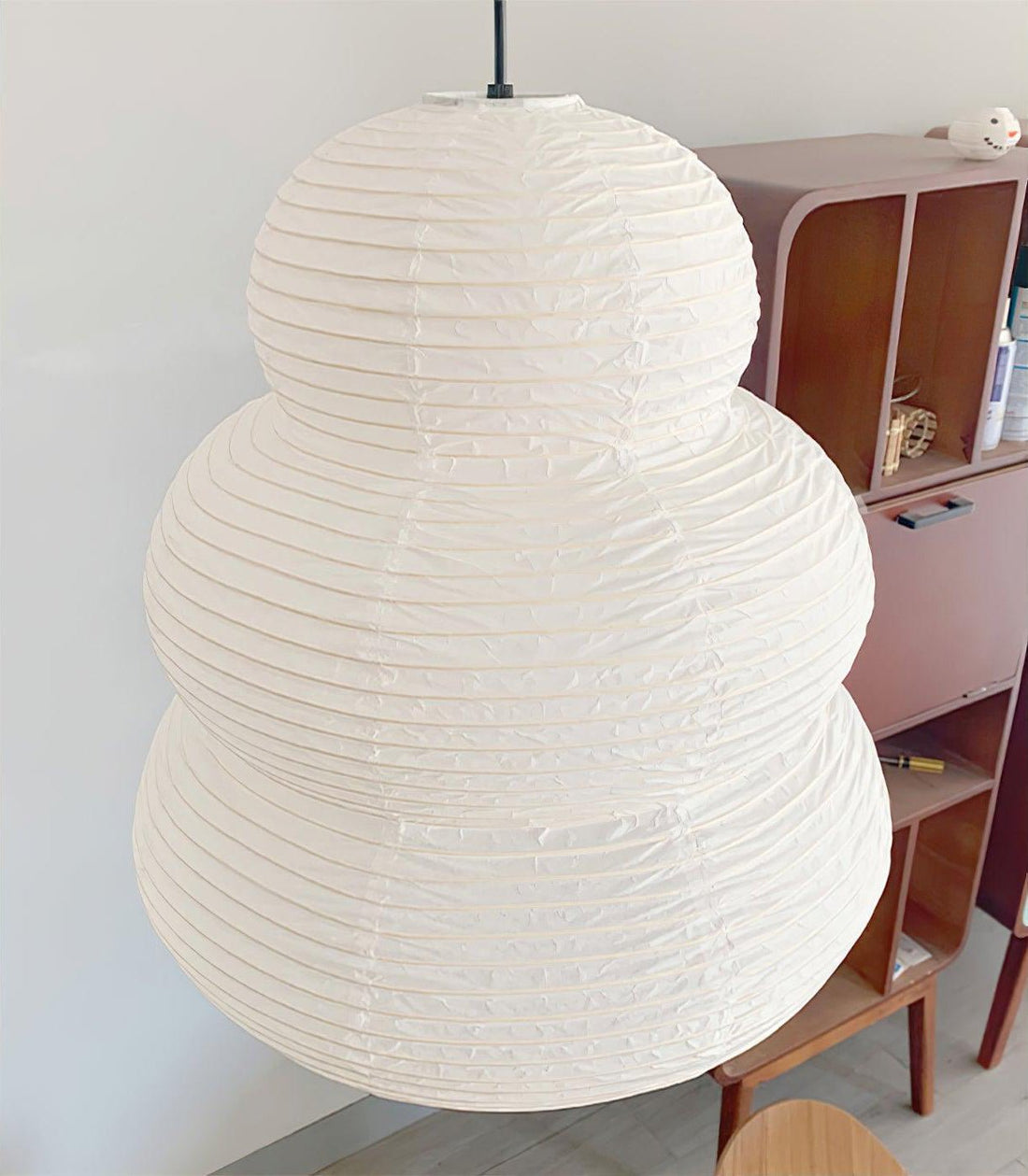 Beige Mulberry Paper Swag Pendant Light