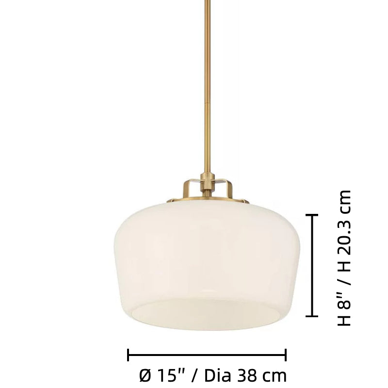 Lirra Opal Glass Pendant Light - Modern Adjustable Metal Drop for Kitchen and Dining