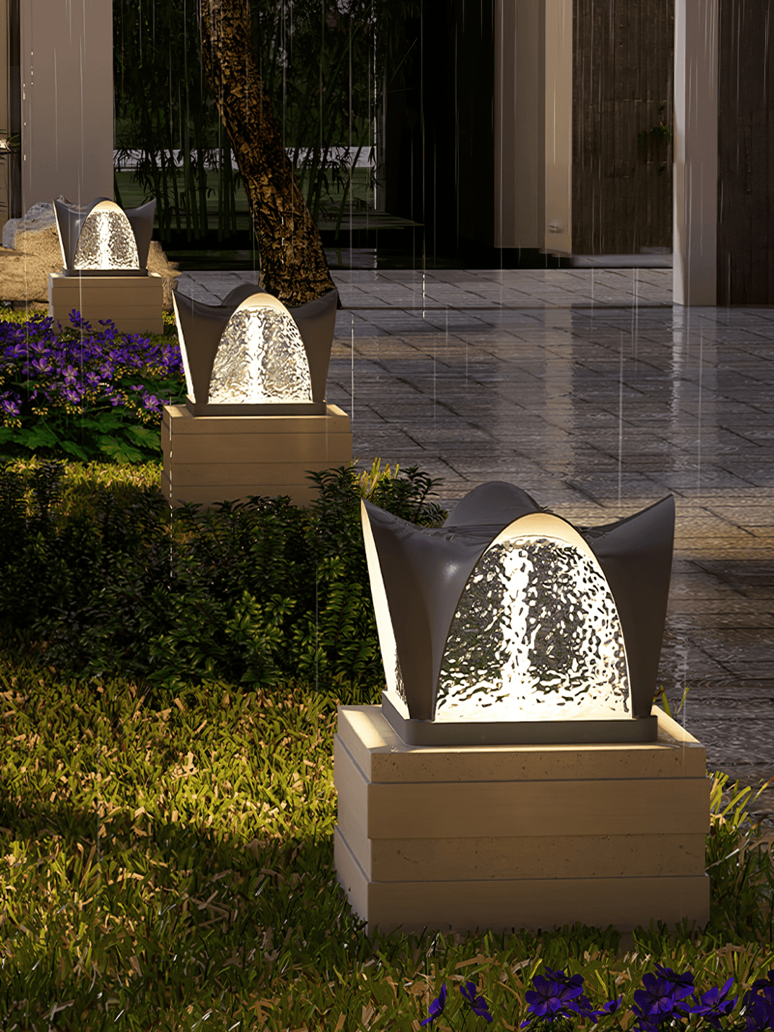 Modern Outdoor Lantern - Solar LED Lamp for Garden, Patio & Walkway