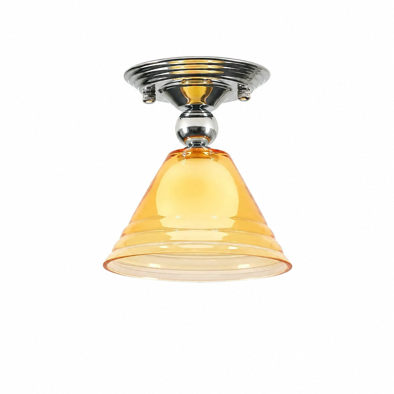 Light Yellow Glass Pendant Light With Chrome Canopy