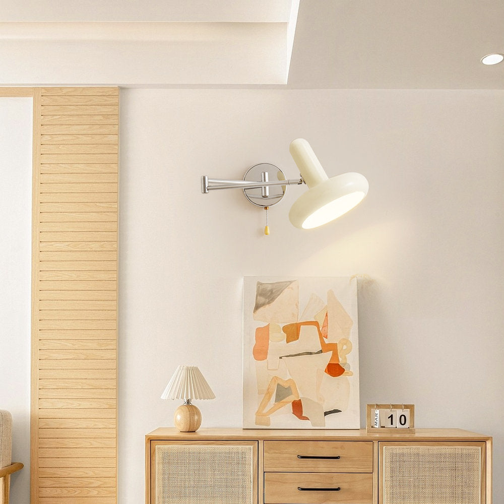 Swing Arm Wall Lamp - Retro White Adjustable Reading Light